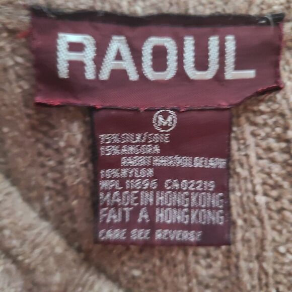 Vtg Raoul Women M Silk/Angora Rabbit Brown Knit Sweater Shoulder Pads Soft Cozy - Picture 7 of 12
